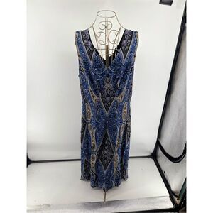 NWT Kobi Halperin Meri Dress Blue Paisley V Neck Midi XL 100% Viscose